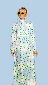Blue Floral Long Sleeve Dress